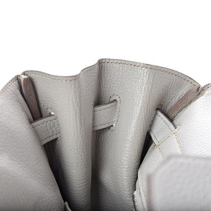 Hermes Taurillon Clemence Lizard Club Birkin 35 Gris Perle White Mykonos 15 of 39
