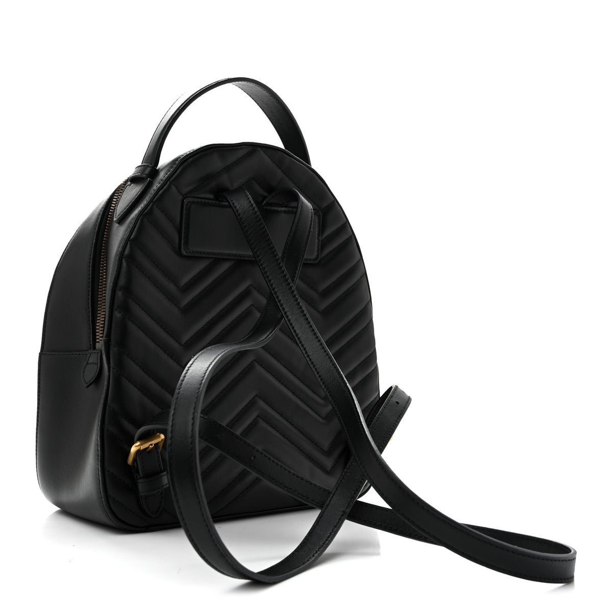 Gucci Calfskin Matelasse GG Marmont Dome Backpack Black 3 of 12