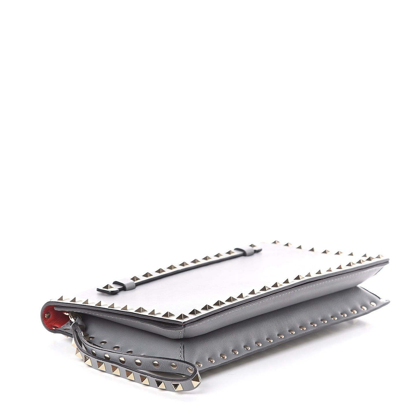 Nappa Rockstud Wristlet Clutch Light Stone