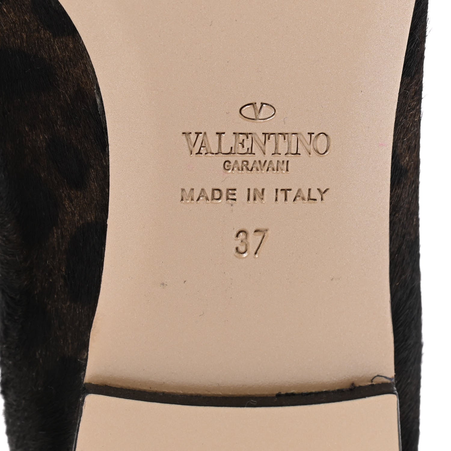 Valentino Garavani Calf Hair Leopard Print Rockstud Cage Ballerina Flats 37 Black 6 of 8
