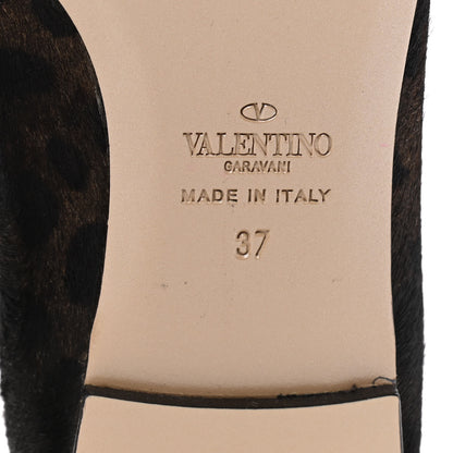 Valentino Garavani Calf Hair Leopard Print Rockstud Cage Ballerina Flats 37 Black 6 of 8