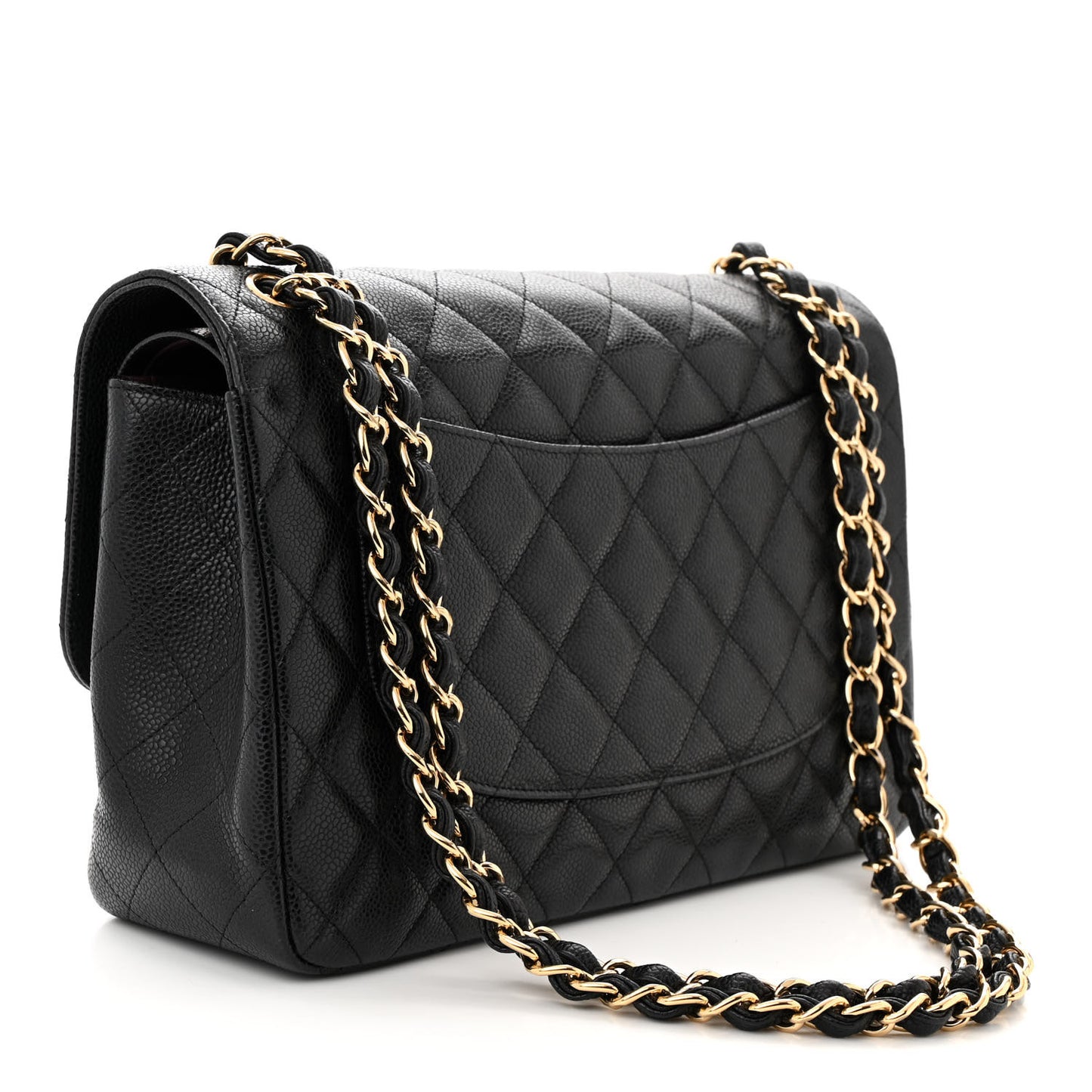 Caviar Quilted Jumbo Double Flap Black