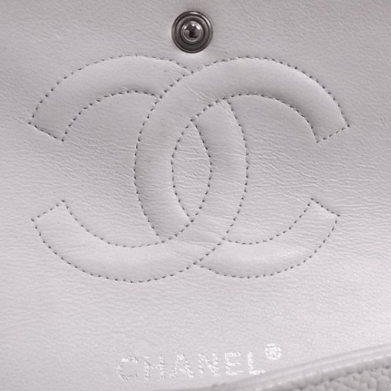 Caviar Quilted Small Double Flap White