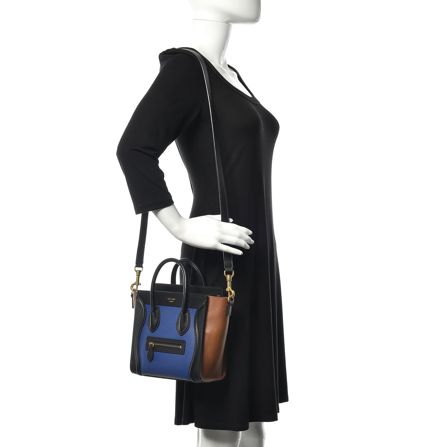 Smooth Drummed Calfskin Nano Tri-Color Luggage Indigo