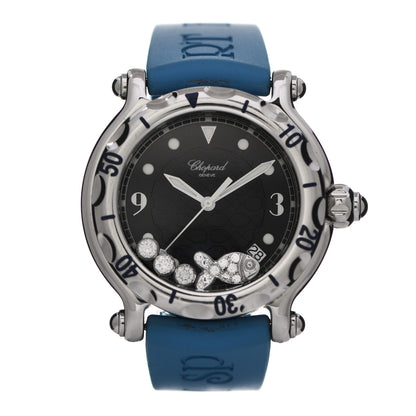Chopard Stainless Steel Rubber Diamond 38mm Happy Sport Fish Quartz Watch Blue 1 of 5