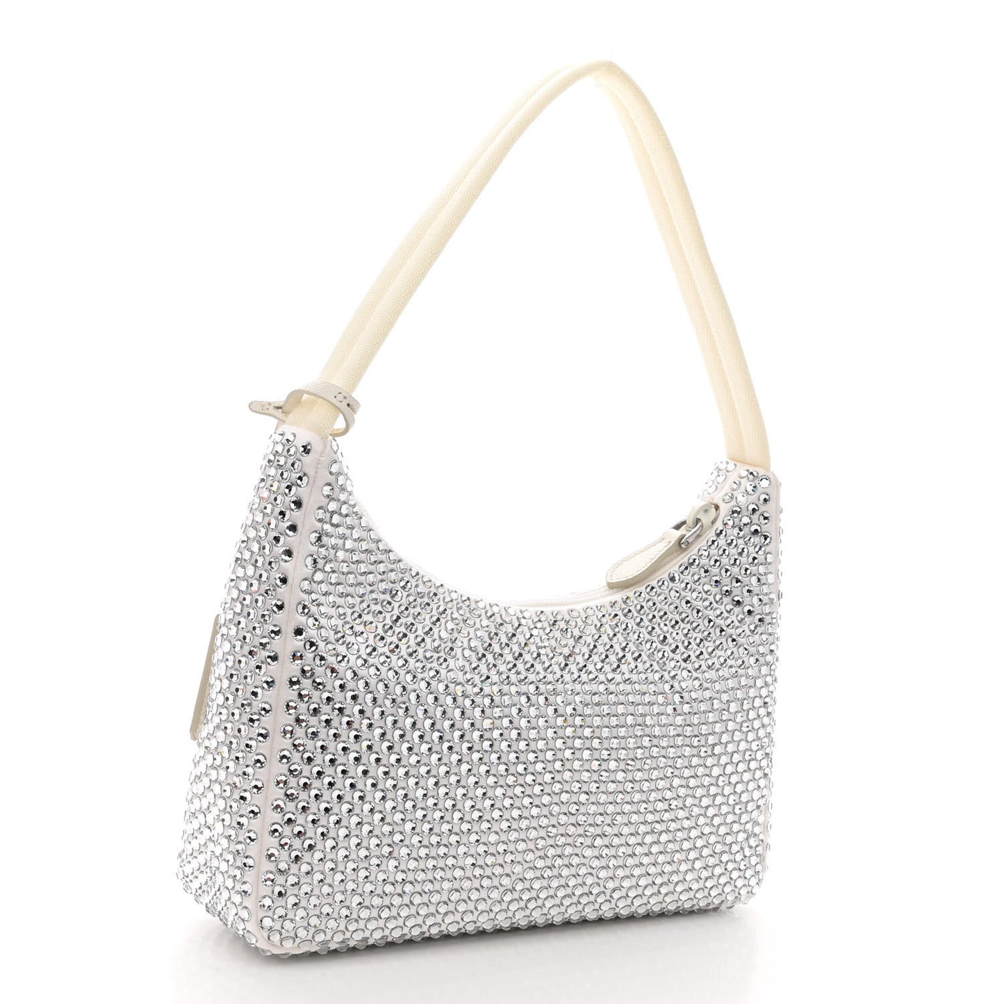 Satin Crystal Mini Re-Edition 2000 Bag White