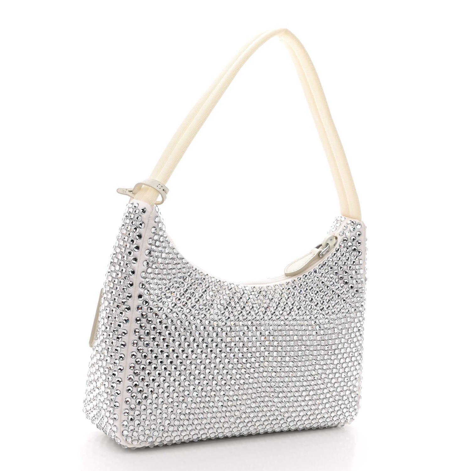 Prada Satin Crystal Mini Re-Edition 2000 Bag White 3 of 10