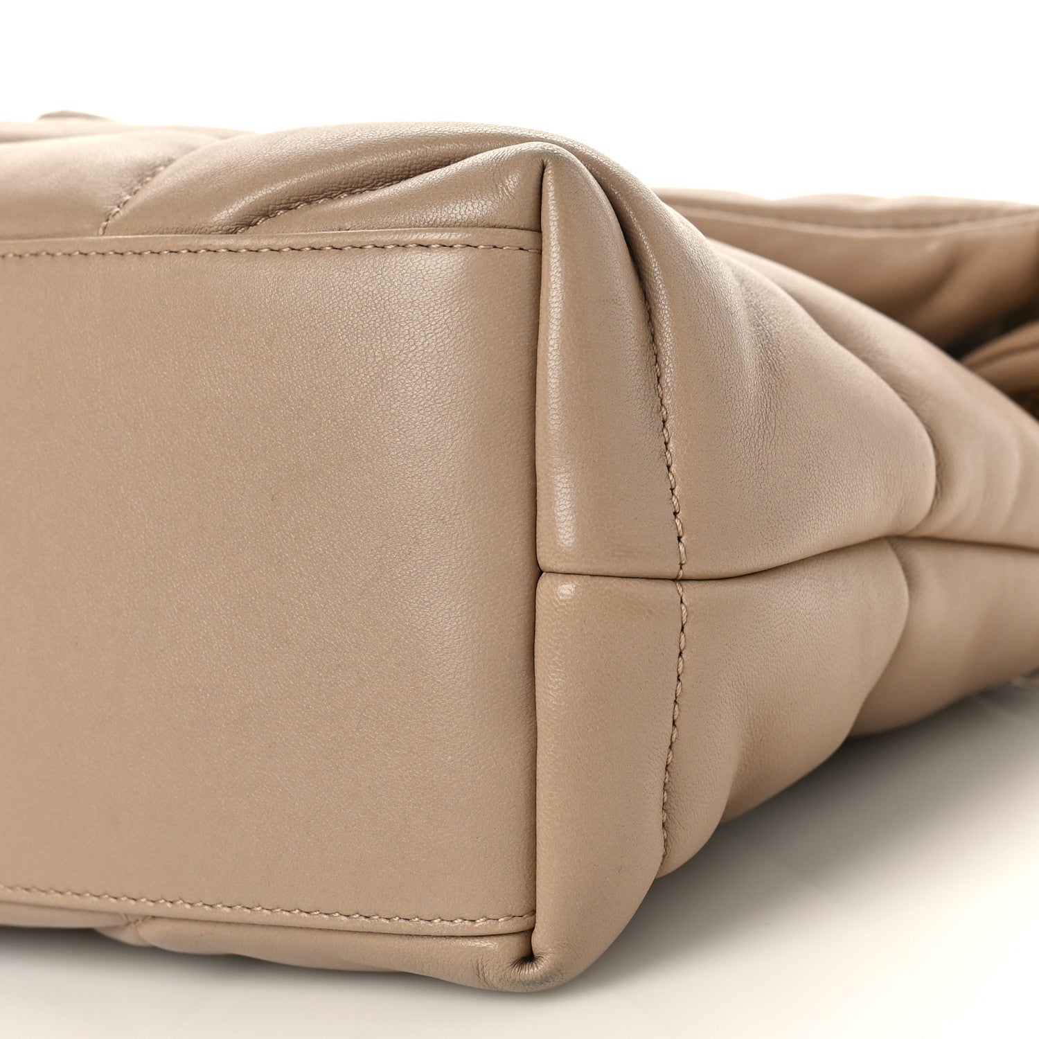 Saint Laurent Lambskin Quilted Medium Loulou Puffer Monogram Chain Satchel Dark Beige 8 of 8
