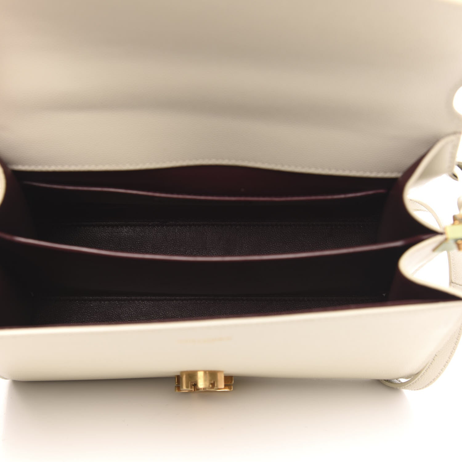 Saint Laurent Grain de Poudre Medium Classic Monogram Cassandra Top Handle Crema Soft Rouge Legion 5 of 13