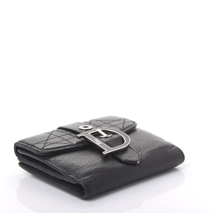 Christian Dior Grained Calfskin Cannage D Flap Wallet Black 1 of 10