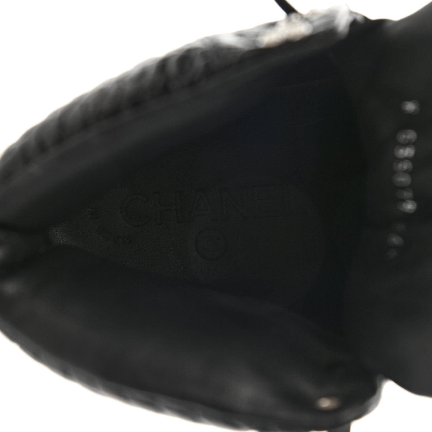 Chanel Calfskin Crocodile Embossed Cocodile High Top Sneakers 36.5 Black 8 of 8