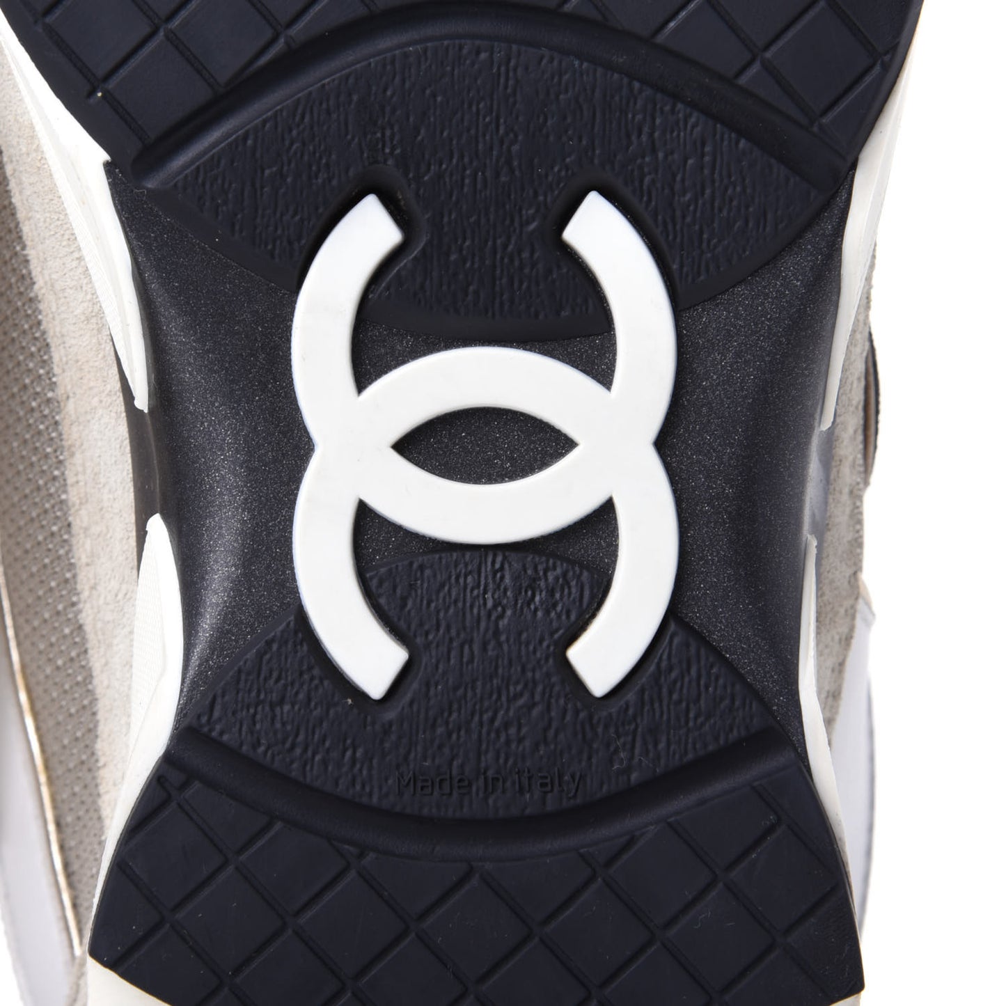 Suede Calfskin Womens CC Sneakers 38.5 Black White