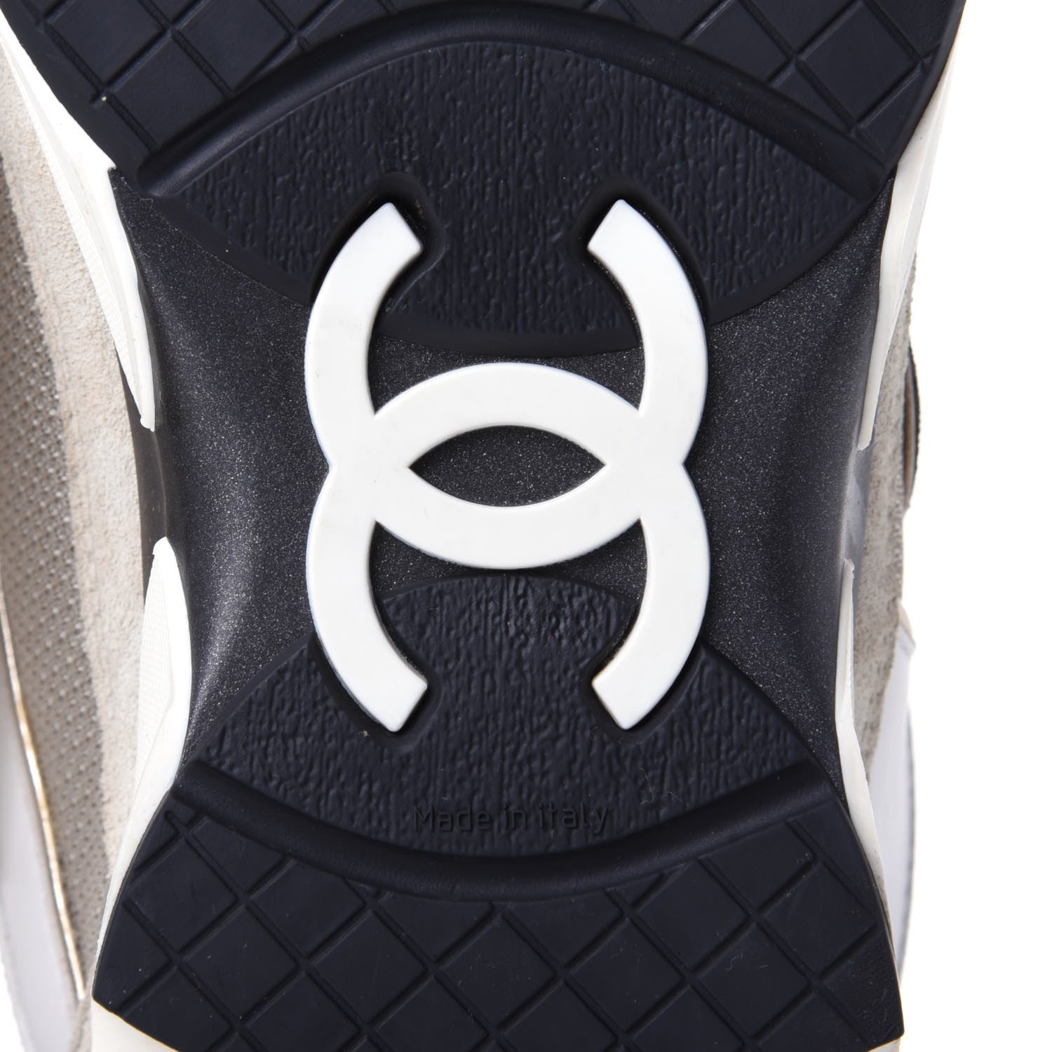 Chanel Suede Calfskin Womens CC Sneakers 38.5 Black White 8 of 11