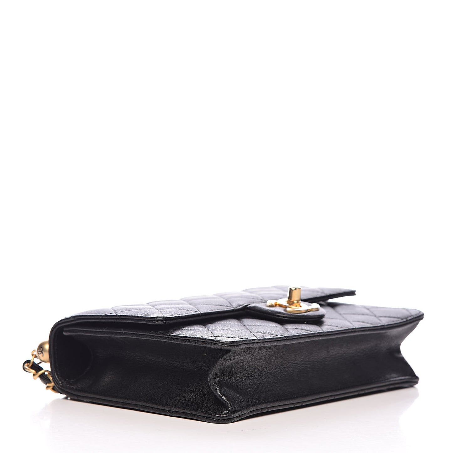 Lambskin Quilted Small Chic Pearls Flap Black