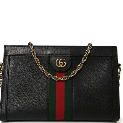 Gucci Calfskin GG Web Small Ophidia Chain Shoulder Bag Black 9 of 11