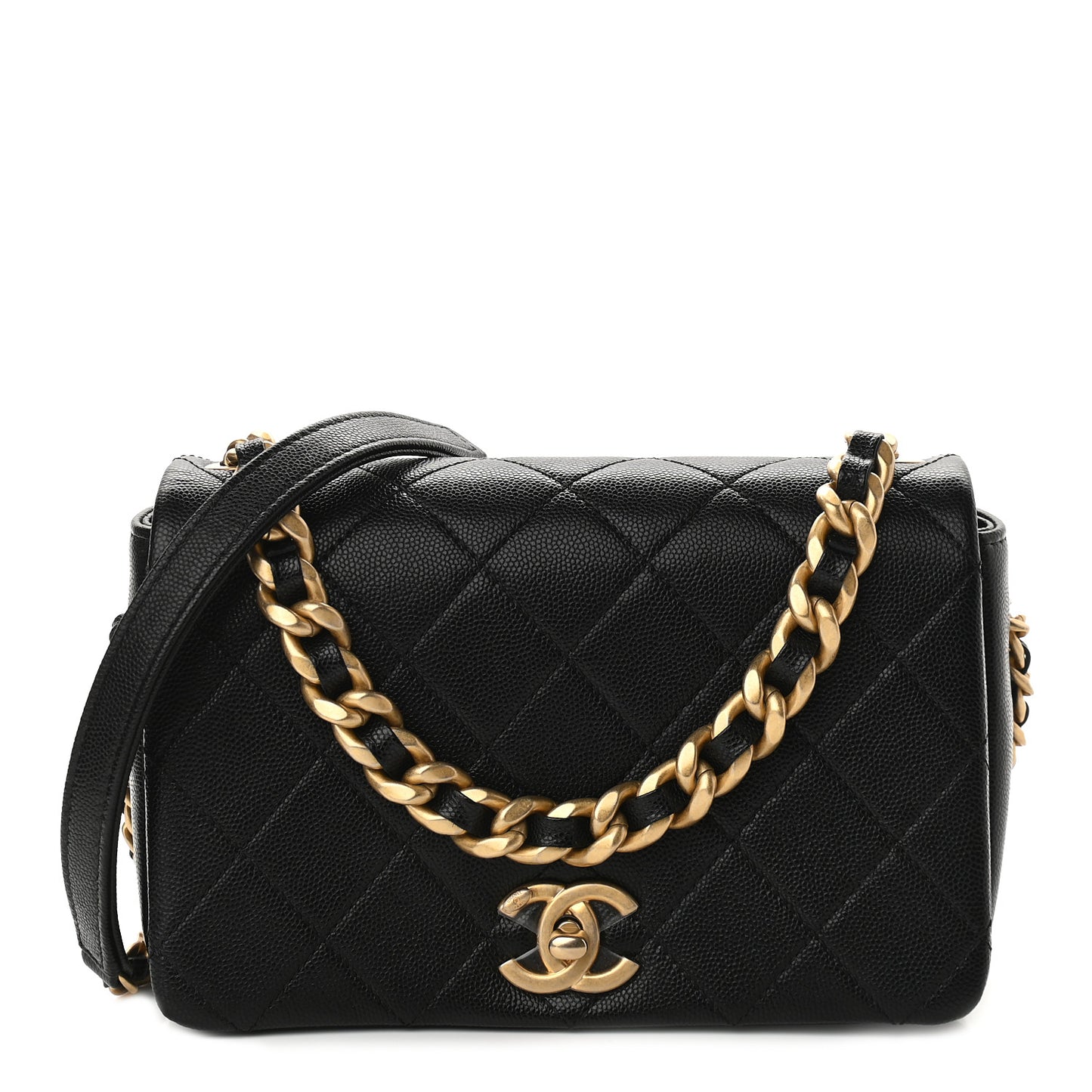 Caviar Quilted Small Fashion Therapy Flap Bag Black