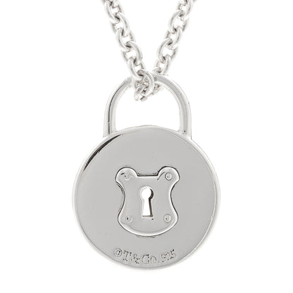 Tiffany Sterling Silver Round Padlock Charm Pendant Necklace 5 of 6