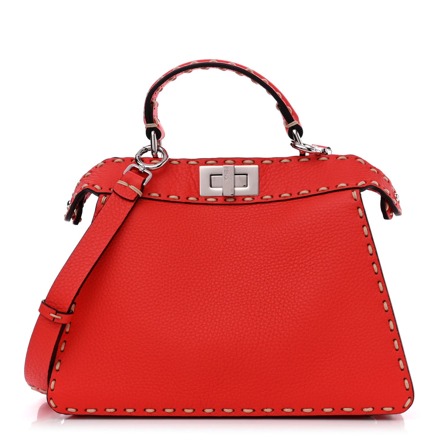 Vitello Granato Camoscio Selleria Macro Stitchings Small Peekaboo I SEE U Satchel Tullipano