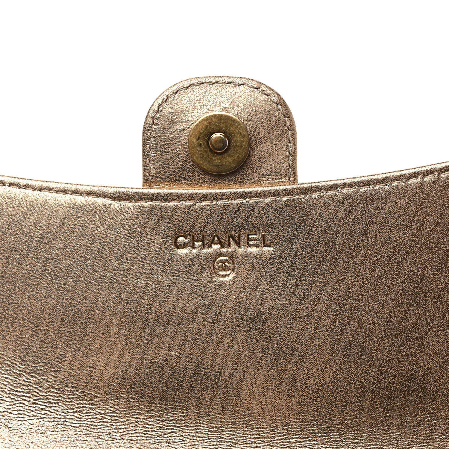 Chanel Metallic Lambskin Quilted Flap Phone Holder With Chain Gold 6 of 11