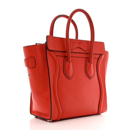 Celine Pebbled Calfskin Micro Luggage Vermillion 3 of 13