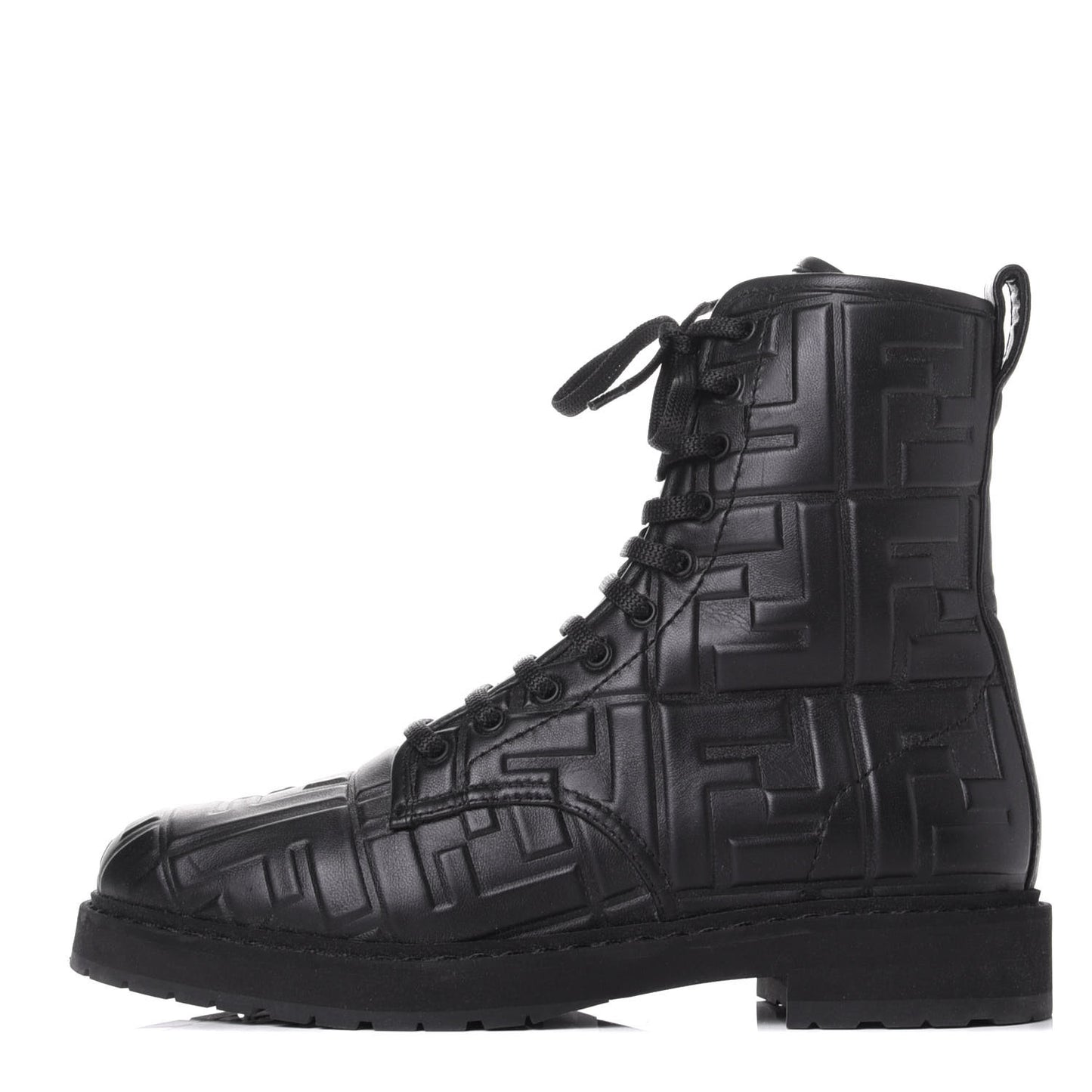 Nappa FF Embossed Womens Biker Boots 38.5 Black