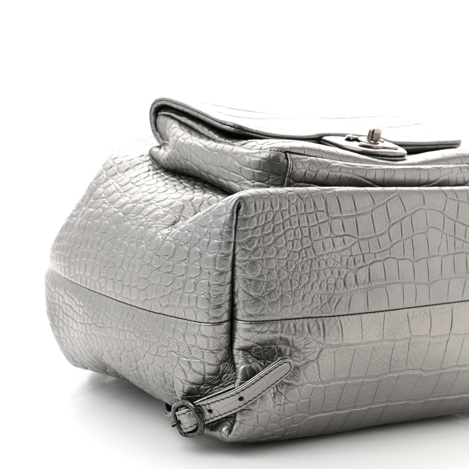Chanel Metallic Calfskin Crocodile Embossed Large Backpack Silver 9 of 10