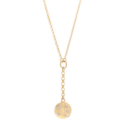 Foundrae 18K Yellow Gold Diamond Small Resilience Medallion Mixed Belcher Extension Chain Necklace 1 of 4