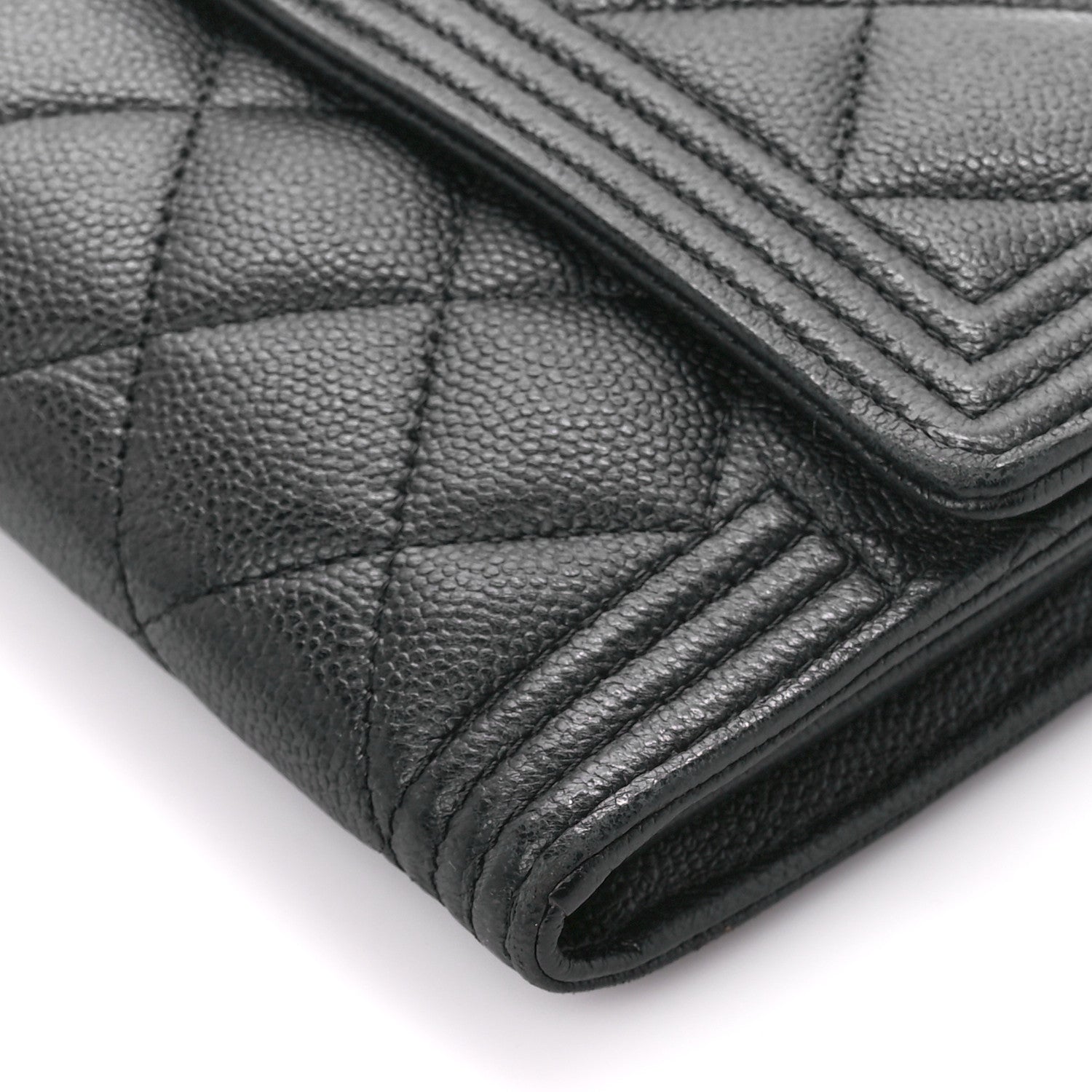 Chanel Caviar Quilted Large Boy Gusset Flap Wallet Black 11 of 12