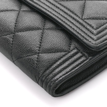 Chanel Caviar Quilted Large Boy Gusset Flap Wallet Black 11 of 12