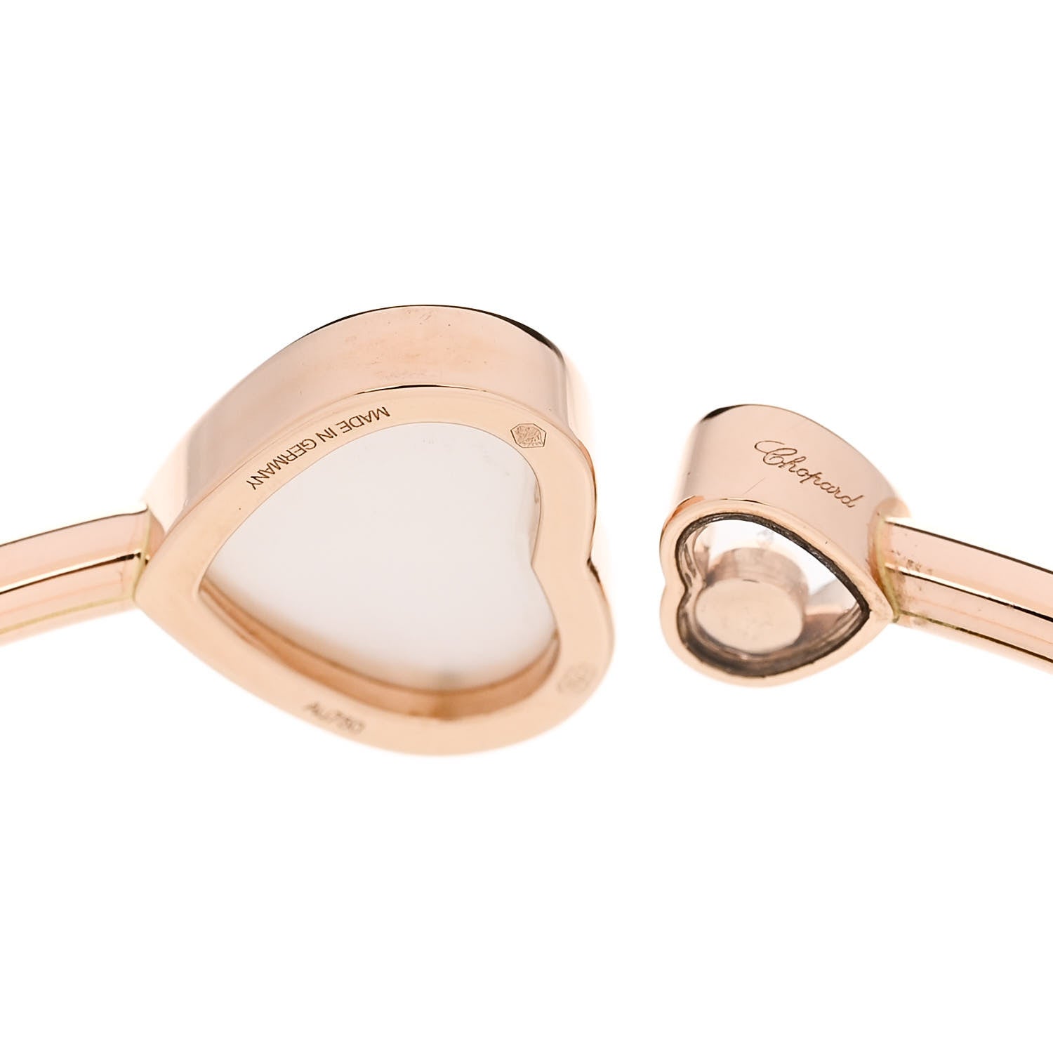 Chopard 18K Rose Gold Diamond Mother of Pearl Happy Hearts Bangle Bracelet 3 of 5