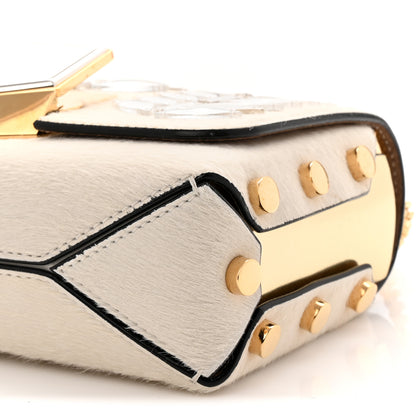 Jimmy Choo Calf Hair Mirror Embellished Lockett Petite Shoulder Bag White 9 of 10