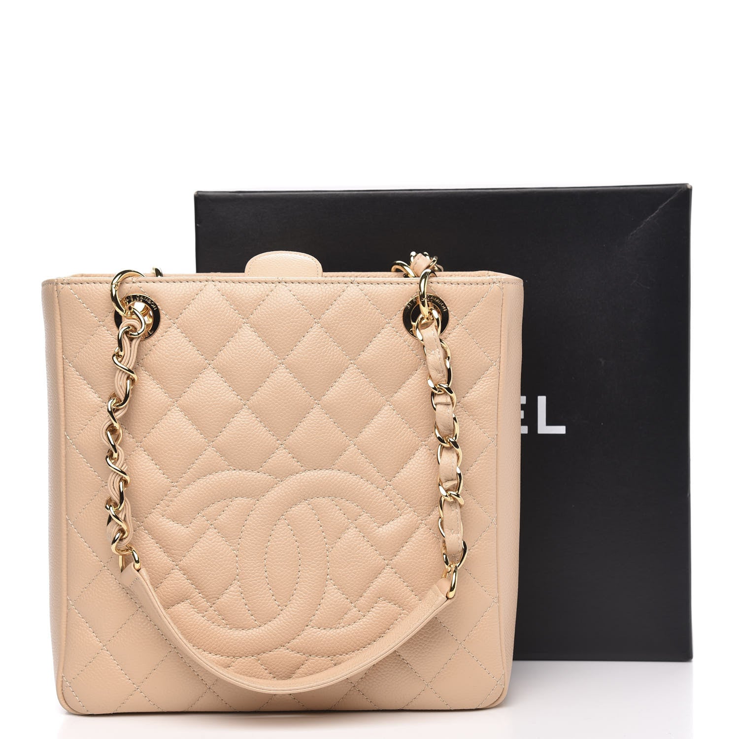 Chanel Caviar Quilted Petit Shopping Tote PST Light Beige 12 of 12