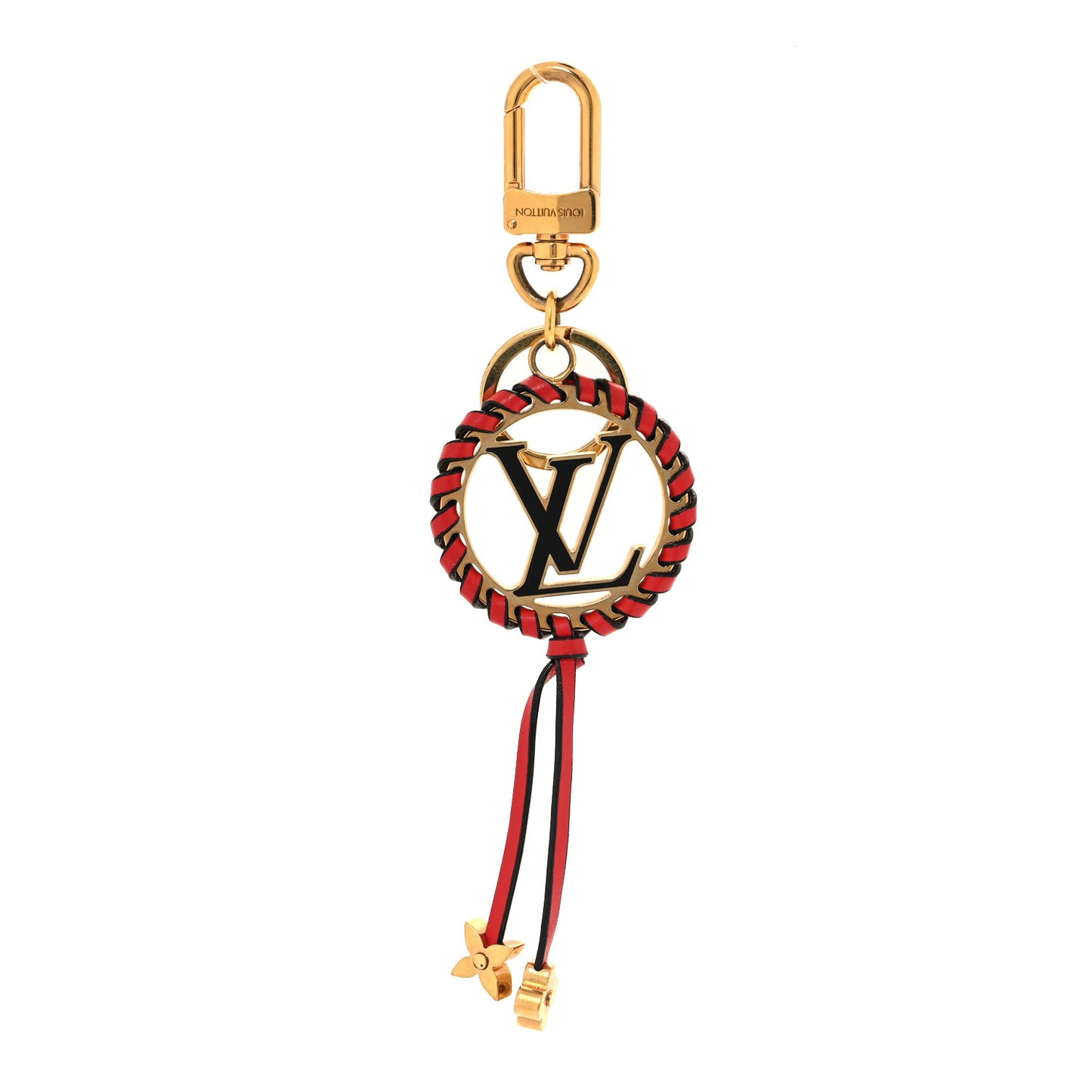 Metal Lambskin Enamel Very Bag Charm Key Holder Red