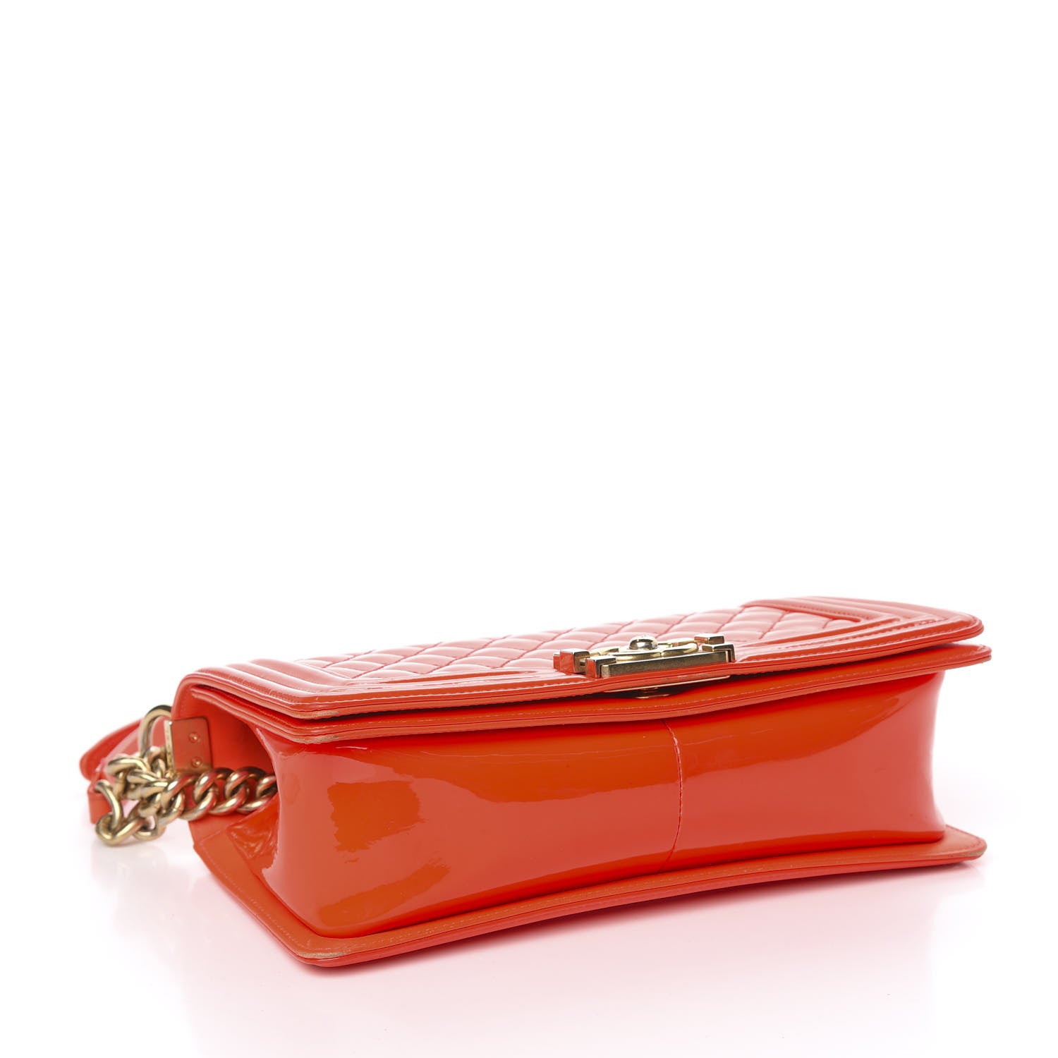 Chanel Patent Quilted Medium Boy Flap Orange 4 of 20