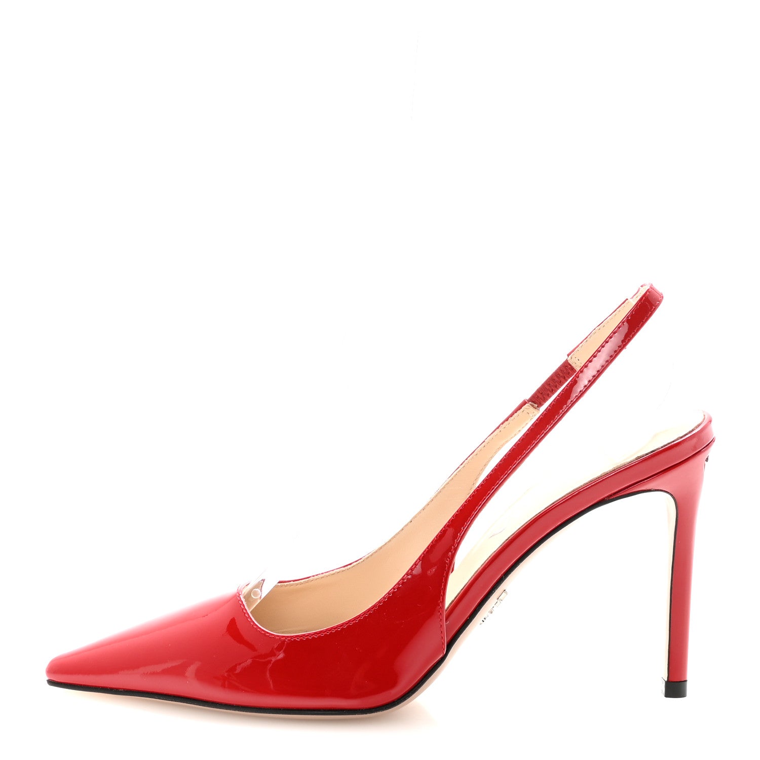 Prada Patent Logo Slingback Pumps 35.5 Red 1 of 9