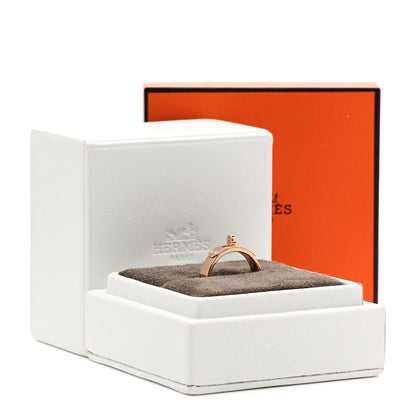 Hermes 18K Rose Gold Diamond PM Kelly Ring 52 6 5 of 5
