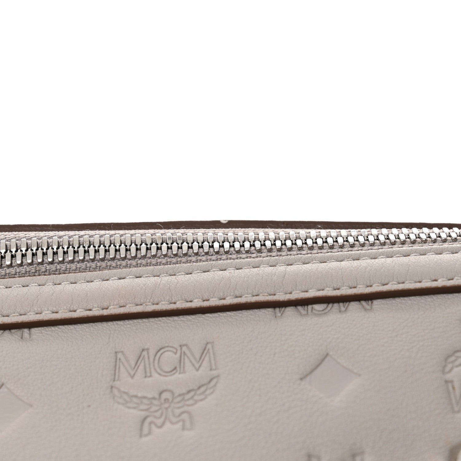 MCM Calfskin Ottomar Monogram Essential Boston Bag Dove 10 of 13