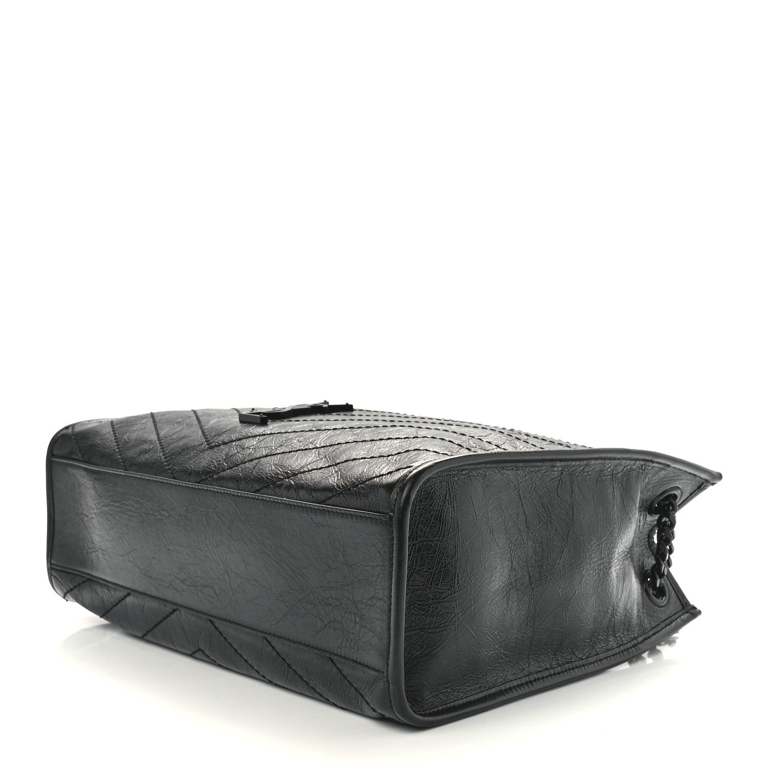 Saint Laurent Crinkled Calfskin Matelasse Monogram Medium Niki Shopper Tote Black 10 of 12