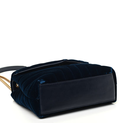 Saint Laurent Velvet Y Quilted Monogram Small Loulou Chain Satchel Medium Blue 3 of 4