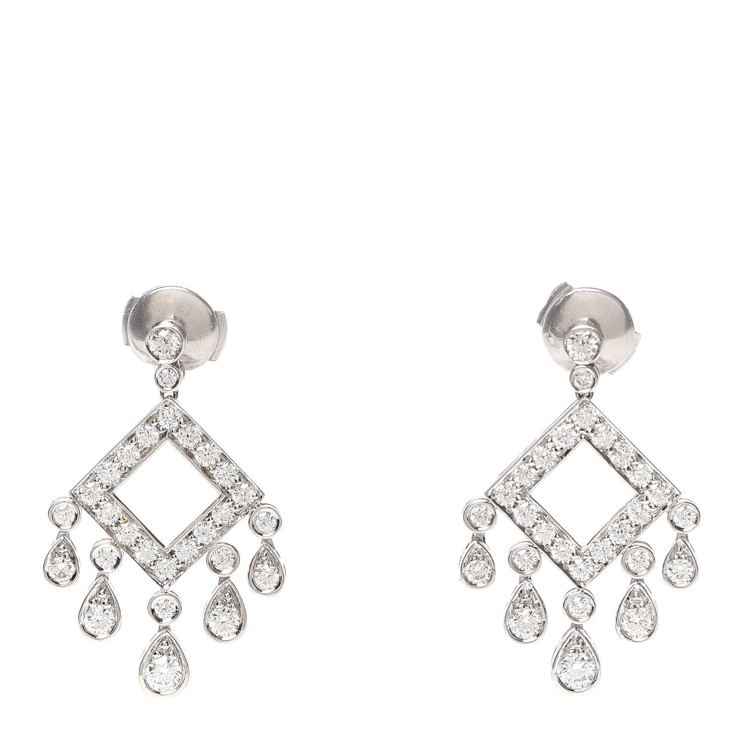 Tiffany Platinum Diamond Legacy Square Drop Earrings 1 of 4