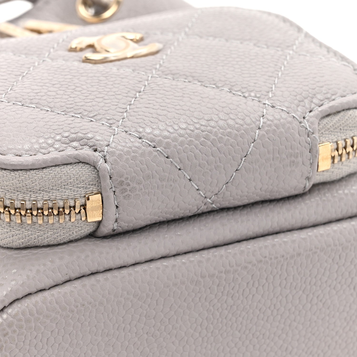 Chanel Caviar Quilted Mini CC Pocket Bucket Bag Grey 11 of 12