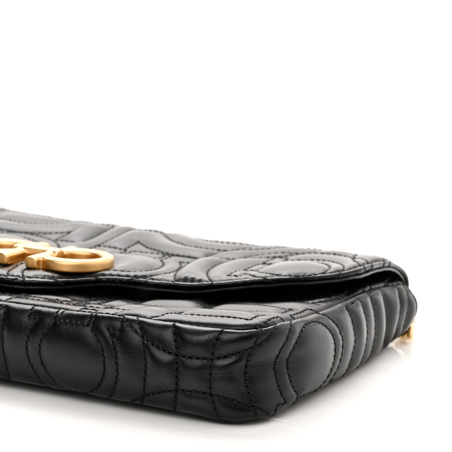 Salvatore Ferragamo Calfskin Quilted Gancini Mini Bag Black 10 of 10