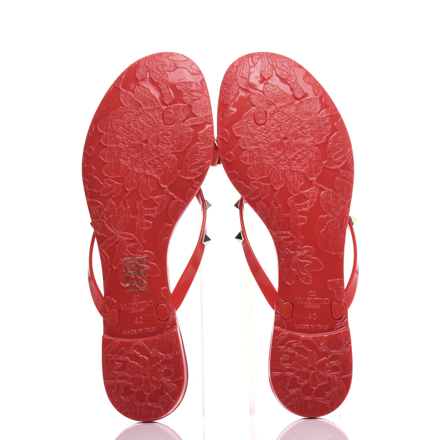 Valentino Garavani PVC Jelly Rockstud Bow Thong Sandals 40 Rosso Valentino 6 of 10