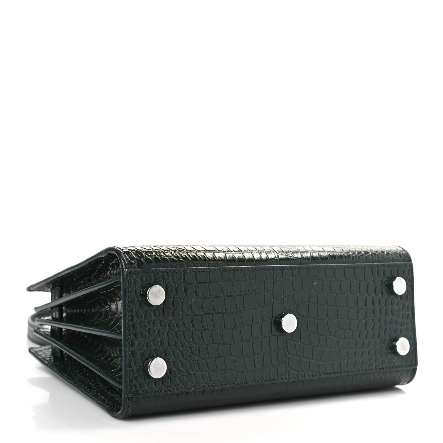 Saint Laurent Calfskin Crocodile Embossed Nano Sac De Jour Dark Green 4 of 12