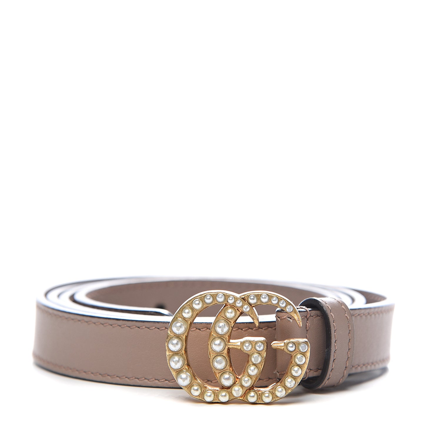 Moon Calfskin Pearl Double G 20mm Belt 100 40 Porcelain Rose