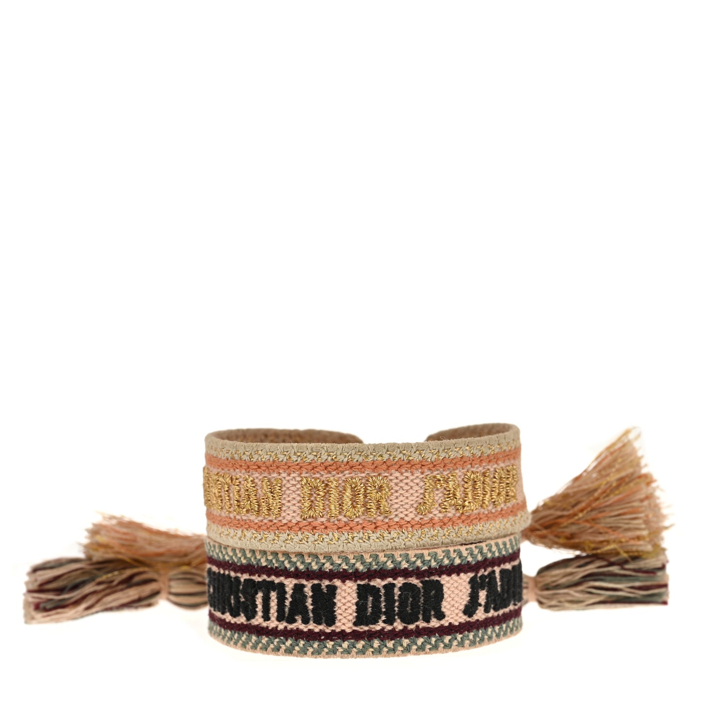 Woven Cotton J'Adior Friendship Bracelet Set Gold Pink