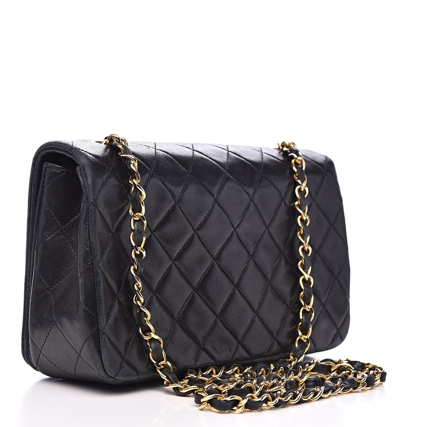 Lambskin Quilted Small Single Flap Bag Black
