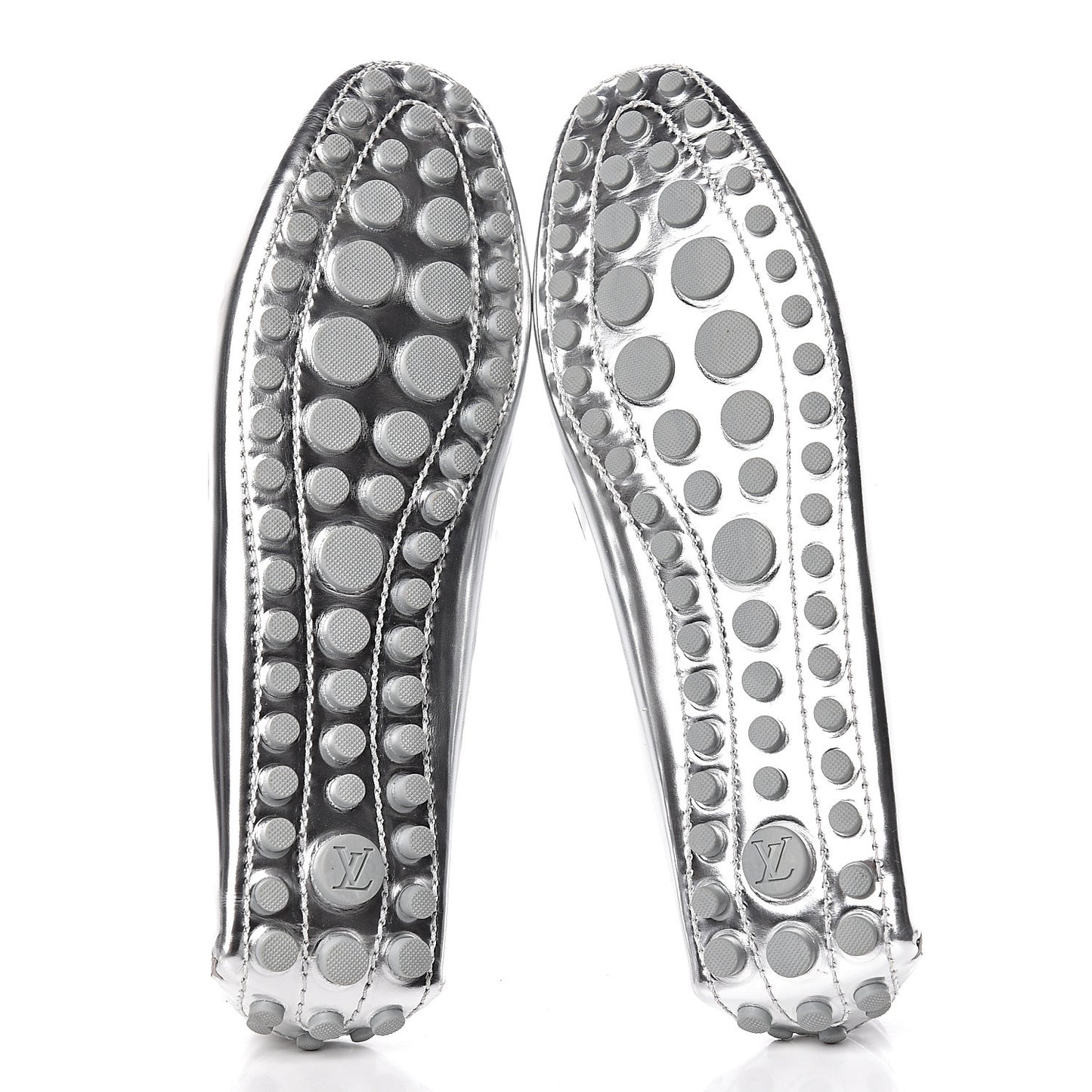 Patent Calfskin Monogram Gloria Loafers 38 Silver