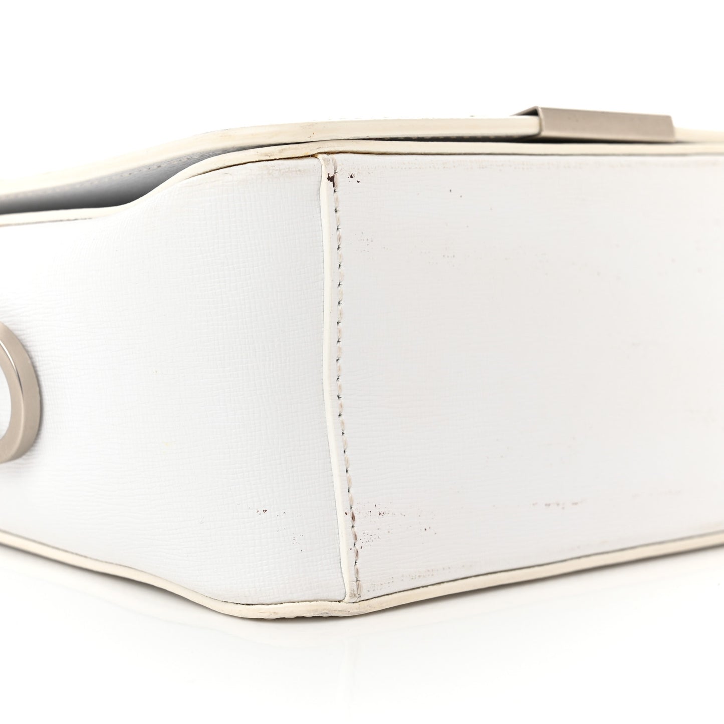 Calfskin Diag Striped Belt Bag Crossbody White Black