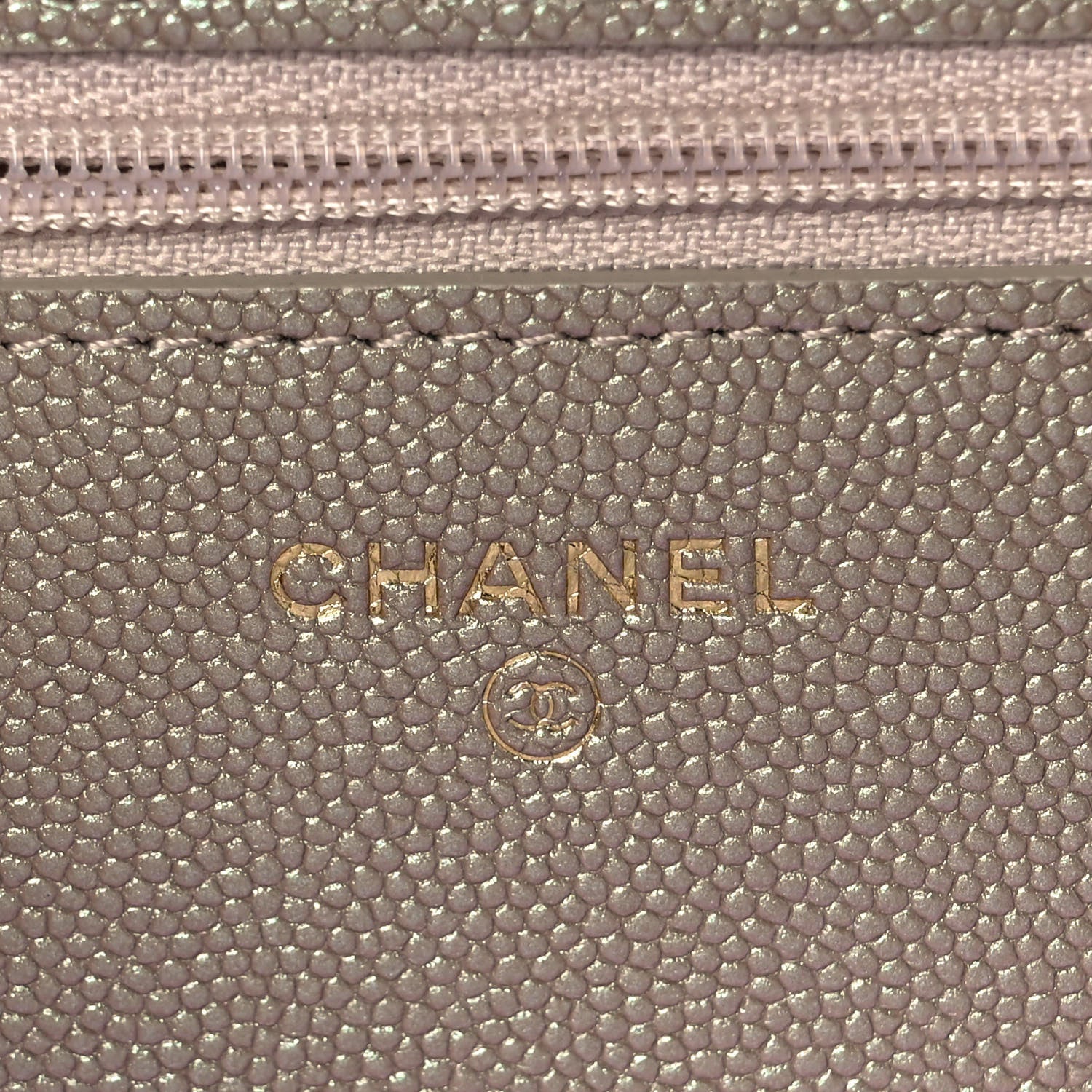 Chanel Iridescent Caviar Quilted Wallet On Chain WOC Beige 6 of 11